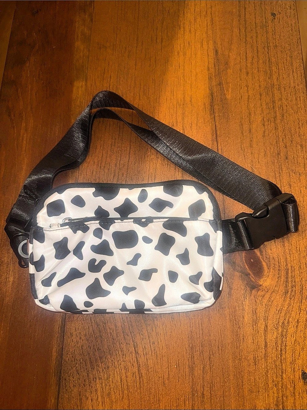 Cow Print Crossbody Bag in White & Black
